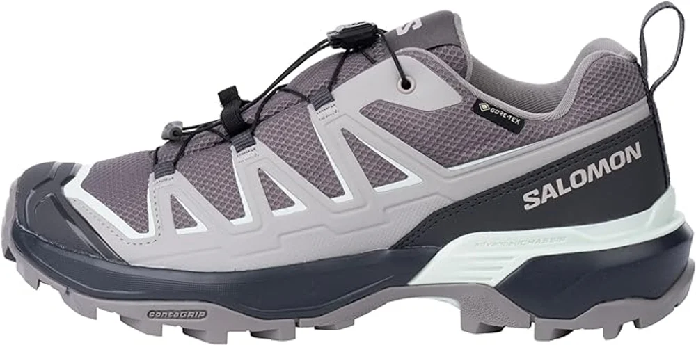 Salomon X Ultra 4 GTX women's waterproof hiking shoe in stormy weather colorway